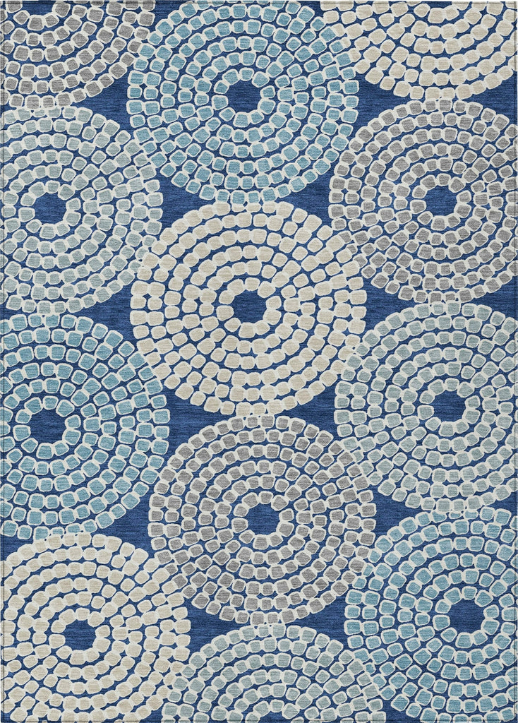 Piper Looms Chantille Circles ACN882 Navy Machine Washable Area Rug main image