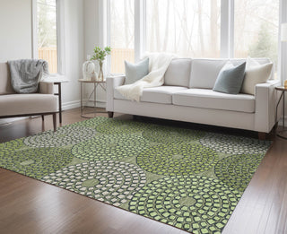 Piper Looms Chantille Circles ACN882 Olive Machine Washable Area Rug Lifestyle Image Feature