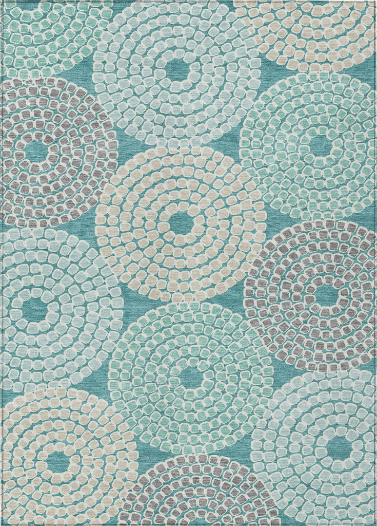 Piper Looms Chantille Circles ACN882 Teal Machine Washable Area Rug main image