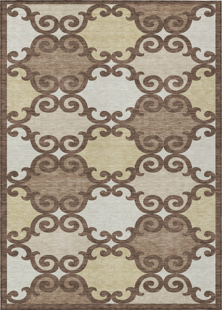 Piper Looms Chantille Scrolls ACN883 Brown Machine Washable Area Rug main image