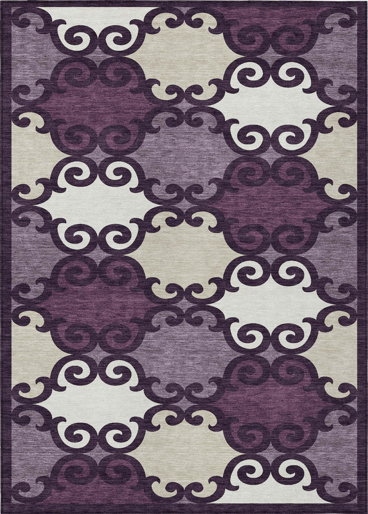 Piper Looms Chantille Scrolls ACN883 Eggplant Machine Washable Area Rug main image