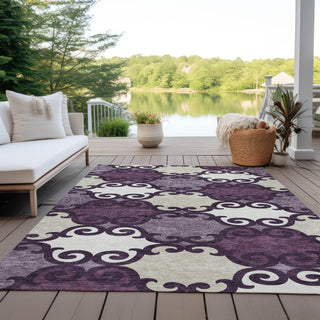 Piper Looms Chantille Scrolls ACN883 Eggplant Machine Washable Area Rug Outdoor Lifestyle Image Feature