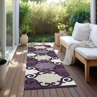 Piper Looms Chantille Scrolls ACN883 Eggplant Machine Washable Area Rug Runner Outdoor Lifestyle Image Feature