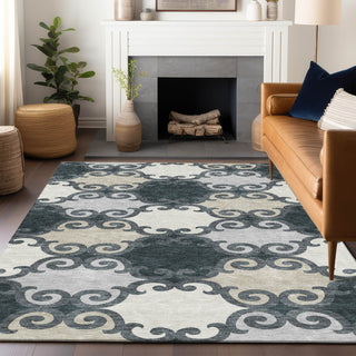 Piper Looms Chantille Scrolls ACN883 Gray Machine Washable Area Rug Lifestyle Image Feature