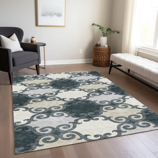 Piper Looms Chantille Scrolls ACN883 Gray Machine Washable Area Rug Lifestyle Image Feature