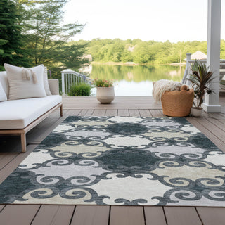 Piper Looms Chantille Scrolls ACN883 Gray Machine Washable Area Rug Outdoor Lifestyle Image Feature