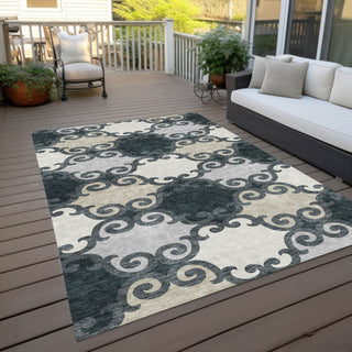 Piper Looms Chantille Scrolls ACN883 Gray Machine Washable Area Rug Outdoor Lifestyle Image Feature