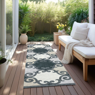 Piper Looms Chantille Scrolls ACN883 Gray Machine Washable Area Rug Runner Outdoor Lifestyle Image Feature