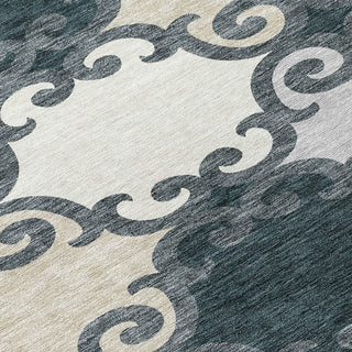 Piper Looms Chantille Scrolls ACN883 Gray Machine Washable Area Rug Swatch Image