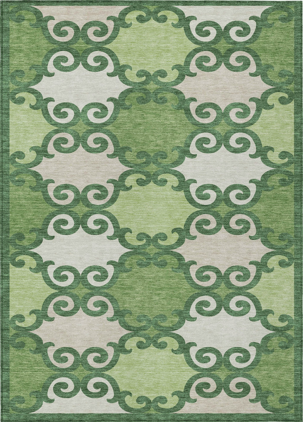 Piper Looms Chantille Scrolls ACN883 Green Machine Washable Area Rug ...