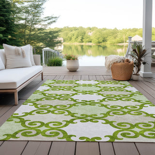 Piper Looms Chantille Scrolls ACN883 Lime Machine Washable Area Rug Outdoor Lifestyle Image Feature