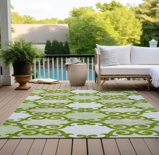 Piper Looms Chantille Scrolls ACN883 Lime Machine Washable Area Rug Outdoor Lifestyle Image Feature