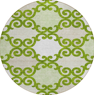 Piper Looms Chantille Scrolls ACN883 Lime Machine Washable Area Rug Round Main Image