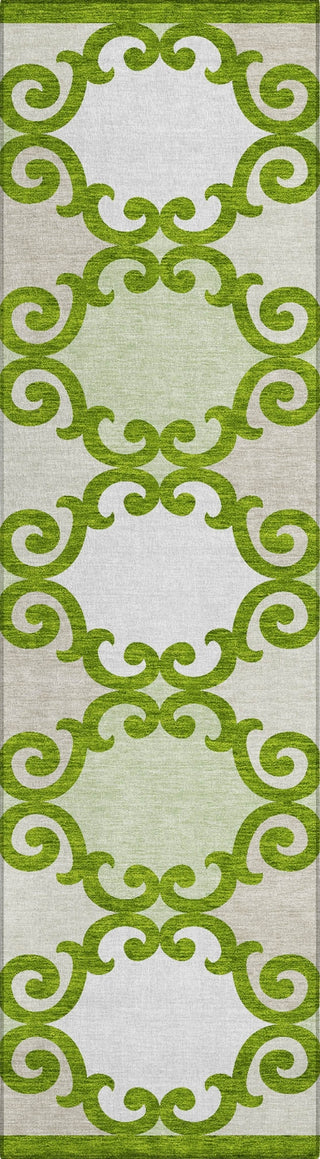Piper Looms Chantille Scrolls ACN883 Lime Machine Washable Area Rug Runner Main Image