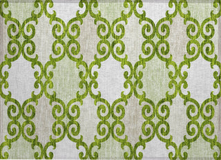Piper Looms Chantille Scrolls ACN883 Lime Machine Washable Area Rug Scatter Main Image