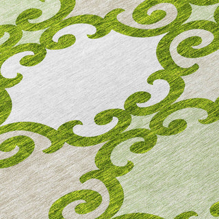 Piper Looms Chantille Scrolls ACN883 Lime Machine Washable Area Rug Swatch Image
