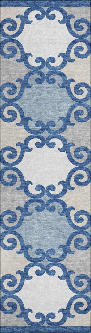 Piper Looms Chantille Scrolls ACN883 Navy Machine Washable Area Rug Runner Main Image