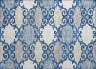 Piper Looms Chantille Scrolls ACN883 Navy Machine Washable Area Rug Scatter Main Image