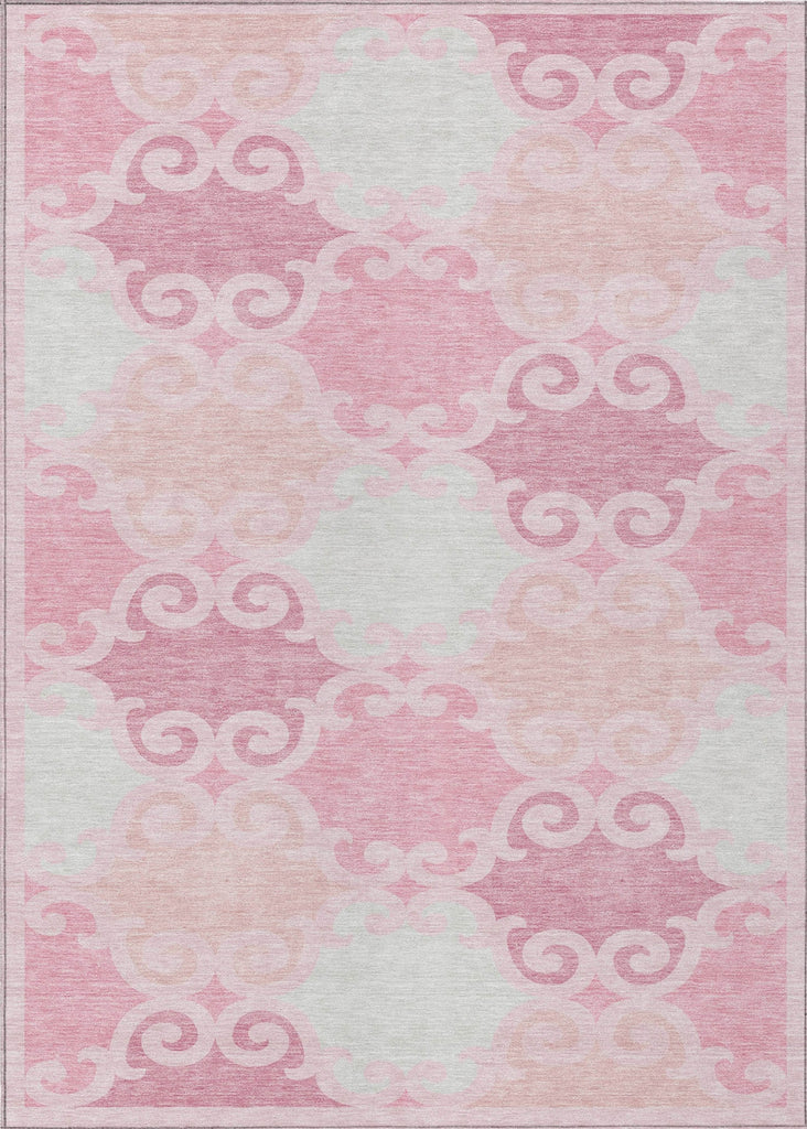 Piper Looms Chantille Scrolls ACN883 Pink Machine Washable Area Rug main image