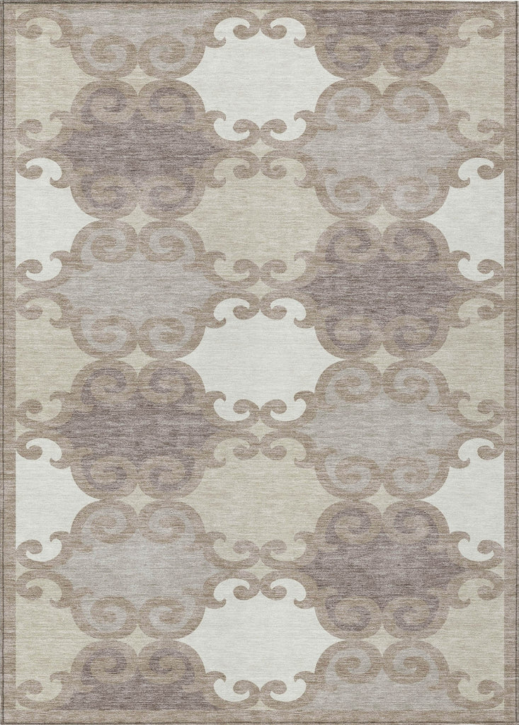 Piper Looms Chantille Scrolls ACN883 Taupe Machine Washable Area Rug main image
