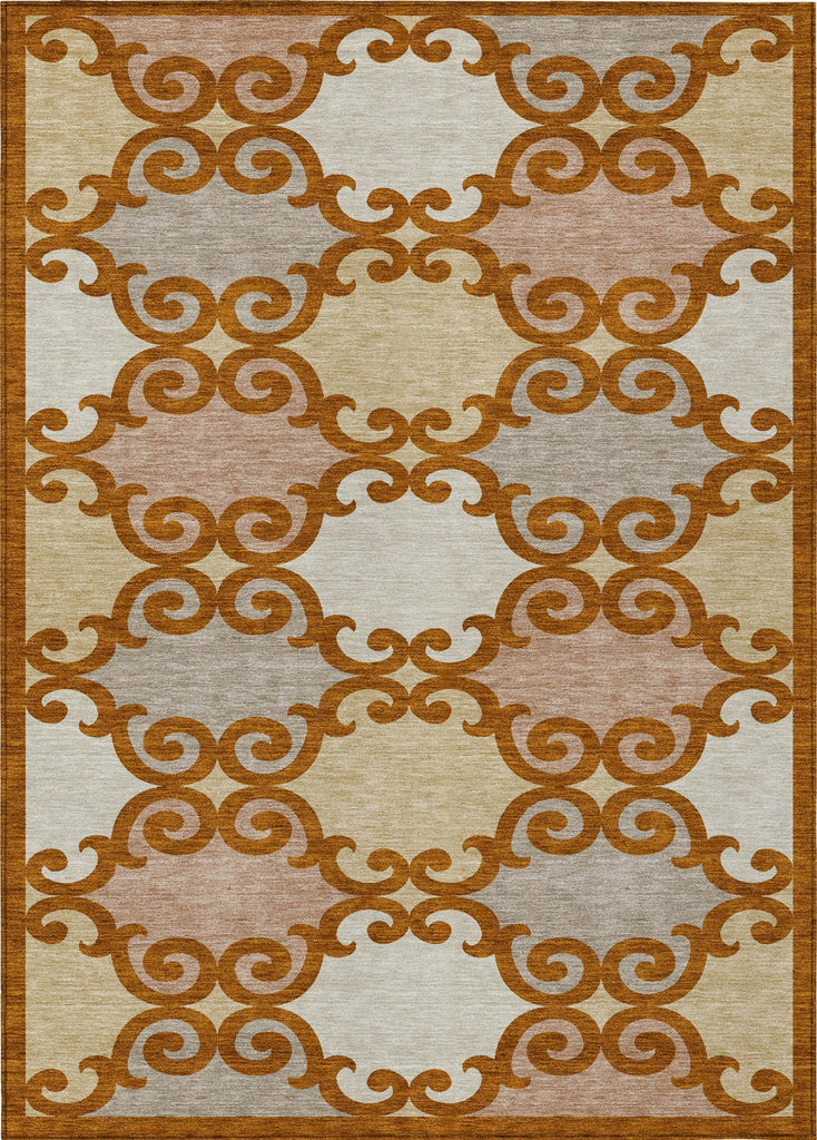 Piper Looms Chantille Scrolls ACN883 Terracotta Machine Washable Area Rug main image