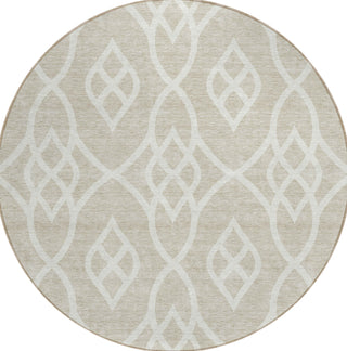 Piper Looms Chantille Scrolls ACN884 Beige Machine Washable Area Rug Round Main Image