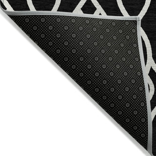 Piper Looms Chantille Scrolls ACN884 Black Machine Washable Area Rug Backing Image