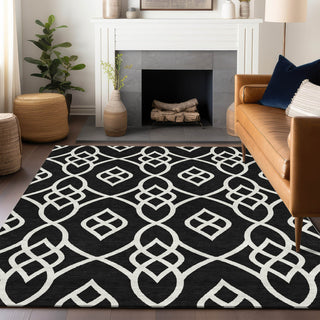 Piper Looms Chantille Scrolls ACN884 Black Machine Washable Area Rug Lifestyle Image Feature