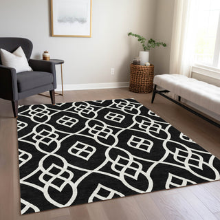 Piper Looms Chantille Scrolls ACN884 Black Machine Washable Area Rug Lifestyle Image Feature