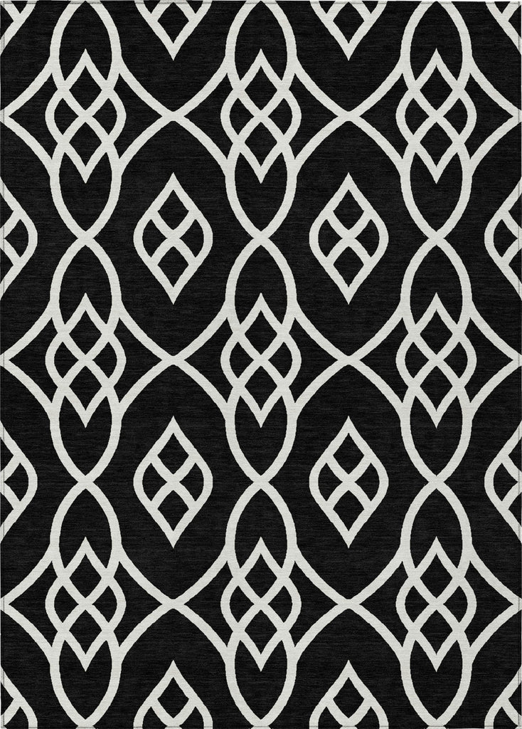 Piper Looms Chantille Scrolls ACN884 Black Machine Washable Area Rug main image