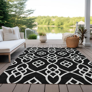 Piper Looms Chantille Scrolls ACN884 Black Machine Washable Area Rug Outdoor Lifestyle Image Feature