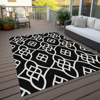 Piper Looms Chantille Scrolls ACN884 Black Machine Washable Area Rug Outdoor Lifestyle Image Feature