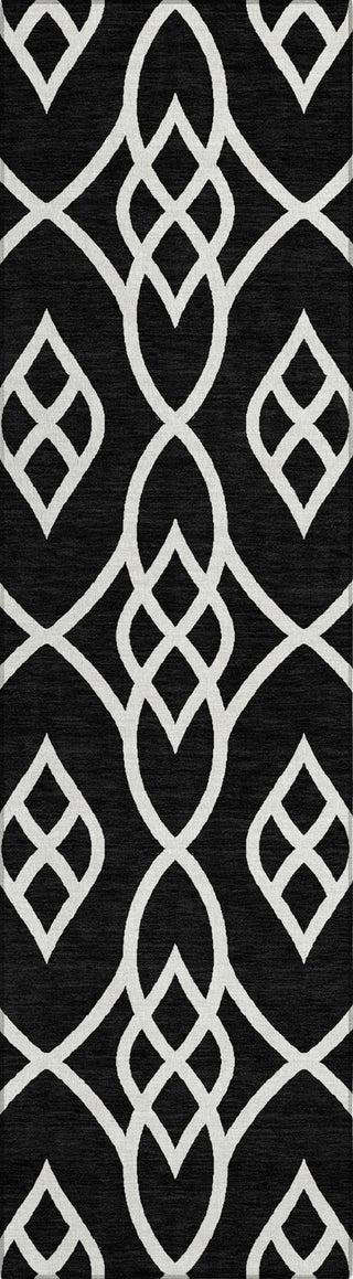 Piper Looms Chantille Scrolls ACN884 Black Machine Washable Area Rug Runner Main Image