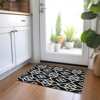 Piper Looms Chantille Scrolls ACN884 Black Machine Washable Area Rug Scatter Lifestyle Image Feature