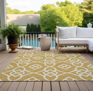Piper Looms Chantille Scrolls ACN884 Gold Machine Washable Area Rug Outdoor Lifestyle Image Feature