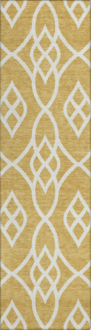Piper Looms Chantille Scrolls ACN884 Gold Machine Washable Area Rug Runner Main Image