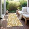 Piper Looms Chantille Scrolls ACN884 Gold Machine Washable Area Rug Runner Outdoor Lifestyle Image Feature