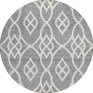 Piper Looms Chantille Scrolls ACN884 Gray Machine Washable Area Rug Round Main Image