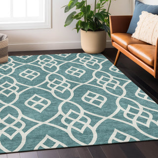 Piper Looms Chantille Scrolls ACN884 Teal Machine Washable Area Rug Lifestyle Image Feature