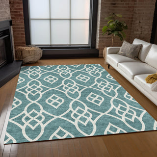 Piper Looms Chantille Scrolls ACN884 Teal Machine Washable Area Rug Lifestyle Image Feature