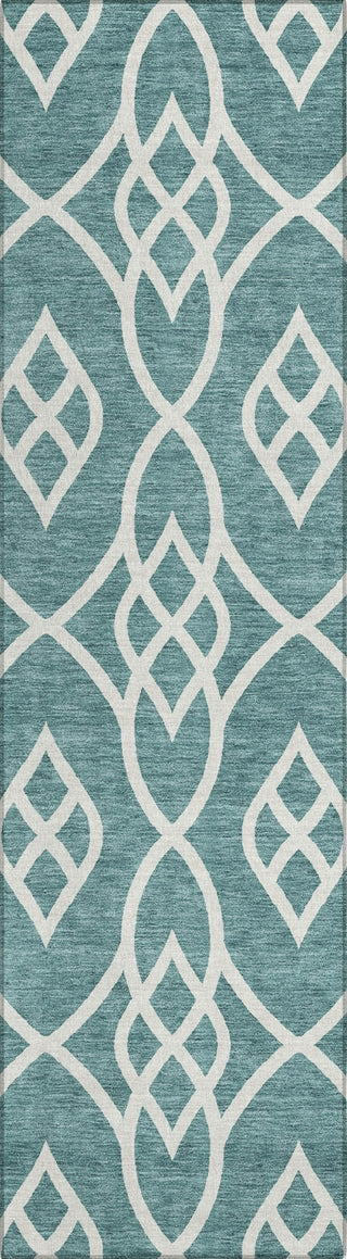 Piper Looms Chantille Scrolls ACN884 Teal Machine Washable Area Rug Runner Main Image