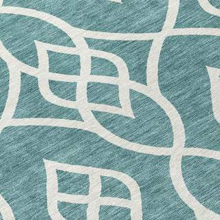 Piper Looms Chantille Scrolls ACN884 Teal Machine Washable Area Rug Swatch Image