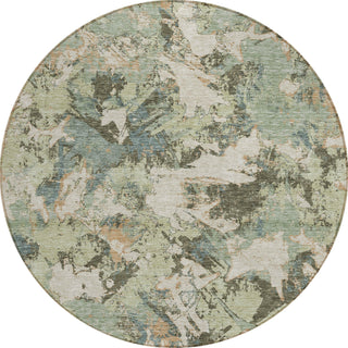 Piper Looms Chantille Floral ACN885 Beige Machine Washable Area Rug Round Main Image