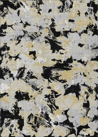 Piper Looms Chantille Floral ACN885 Black Machine Washable Area Rug main image