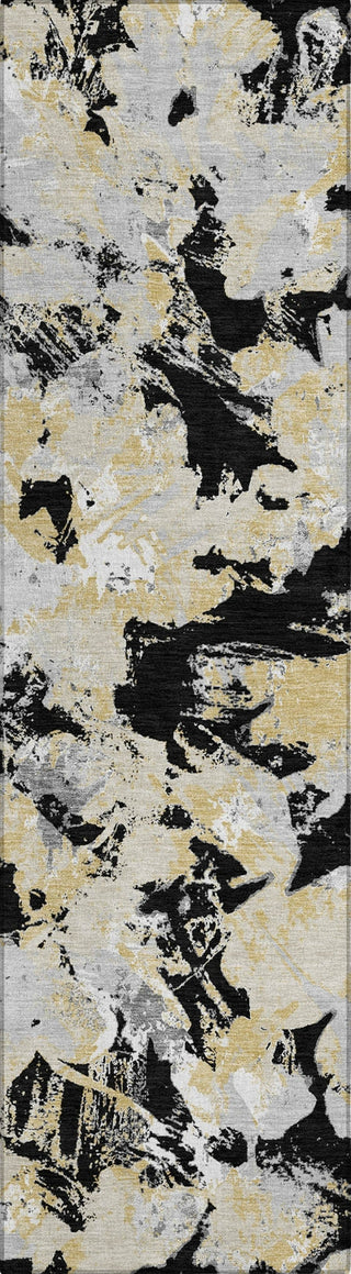 Piper Looms Chantille Floral ACN885 Black Machine Washable Area Rug Runner Main Image