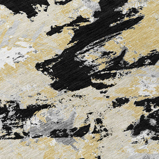Piper Looms Chantille Floral ACN885 Black Machine Washable Area Rug Swatch Image