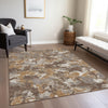 Piper Looms Chantille Floral ACN885 Brown Machine Washable Area Rug Lifestyle Image Feature
