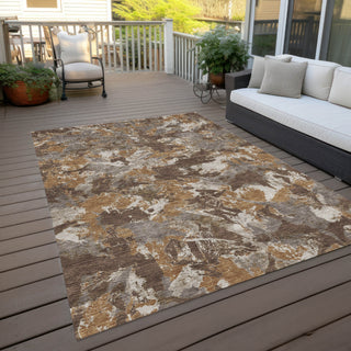 Piper Looms Chantille Floral ACN885 Brown Machine Washable Area Rug Outdoor Lifestyle Image Feature