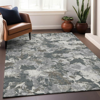 Piper Looms Chantille Floral ACN885 Charcoal Machine Washable Area Rug Lifestyle Image Feature