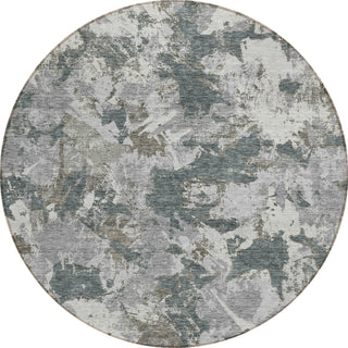 Piper Looms Chantille Floral ACN885 Charcoal Machine Washable Area Rug Round Main Image